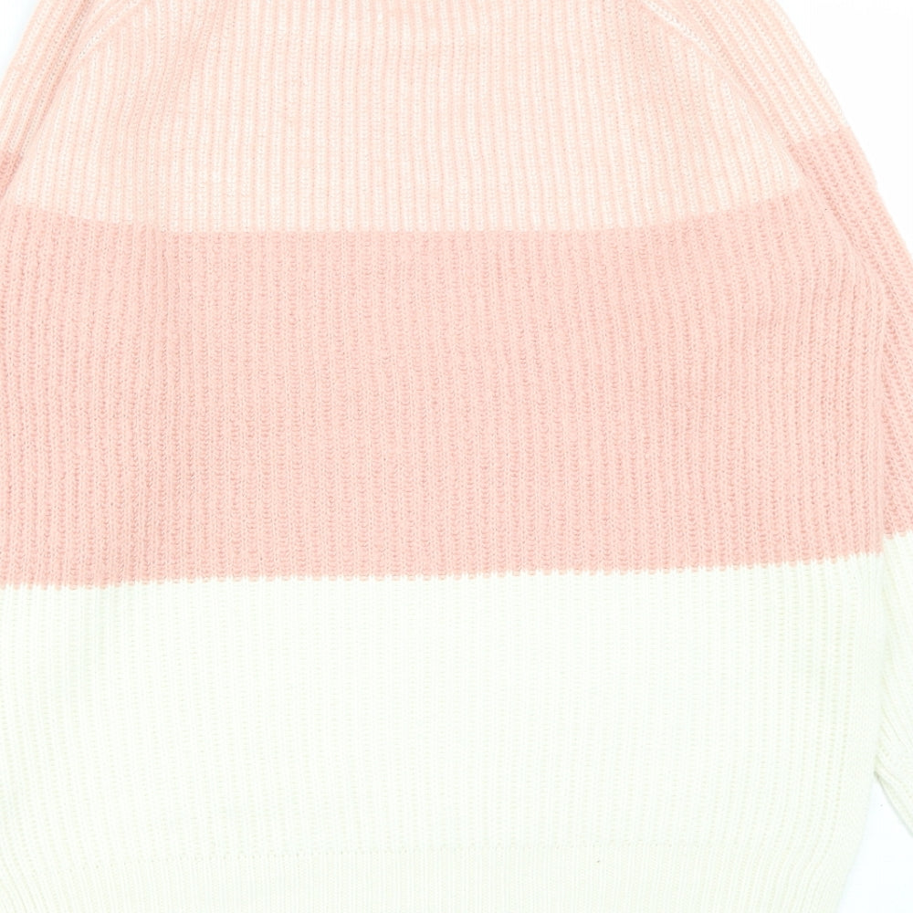 Preworn Womens Pink Round Neck Acrylic Pullover Jumper Size 12