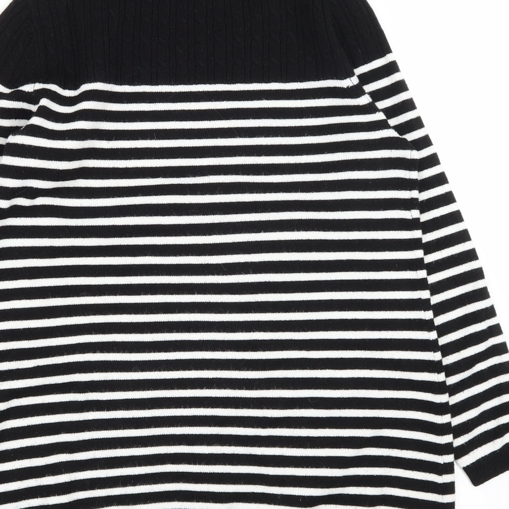 M&Co Womens Beige Round Neck Striped Acrylic Pullover Jumper Size 14
