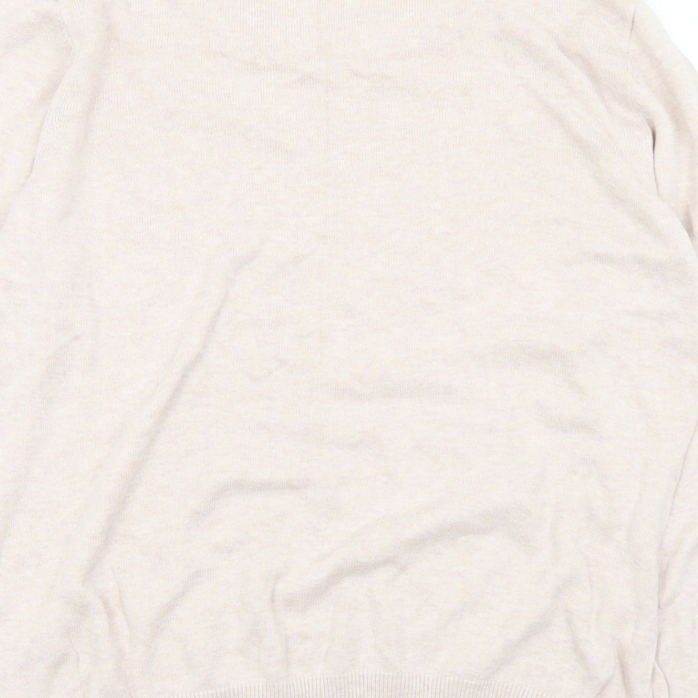 Wallis Womens Pink Round Neck Cotton Pullover Jumper Size L - Bead detail, small number of beads missing