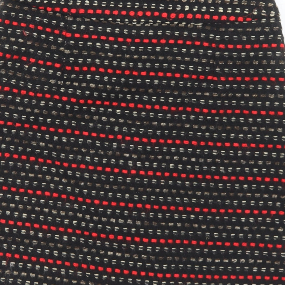 Monsoon Womens Black Geometric Polyester A-Line Skirt Size 8 Zip