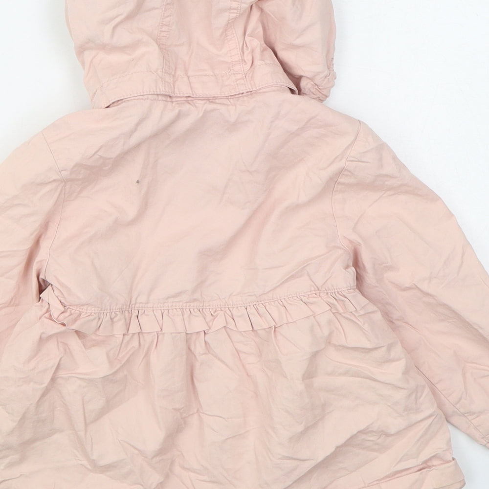 H&M Girls Pink Parka Coat Size 3 Years Zip