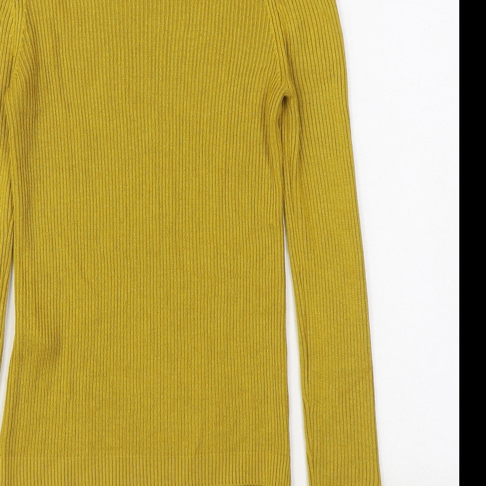 Topshop Womens Yellow Round Neck Viscose Pullover Jumper Size 10