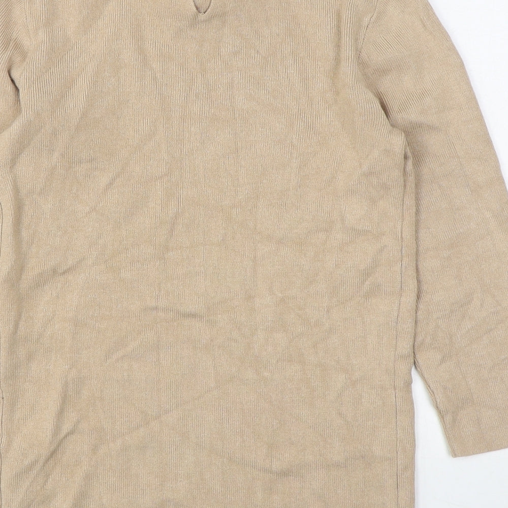 Dorothy Perkins Womens Beige Collared Viscose Pullover Jumper Size 6