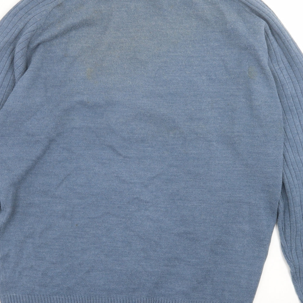 South Bay Mens Blue High Neck Acrylic Full Zip Jumper Size S