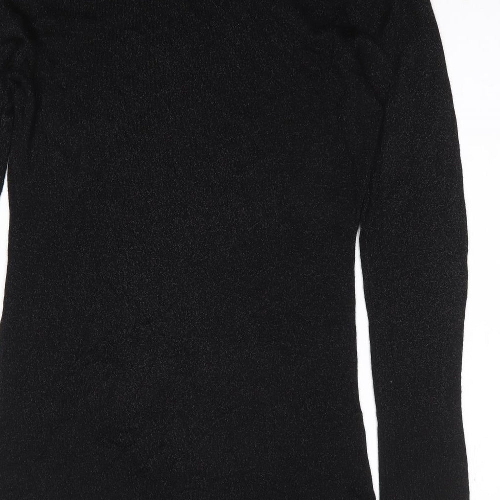 South Womens Black Boat Neck Polyester Tunic Jumper Size S