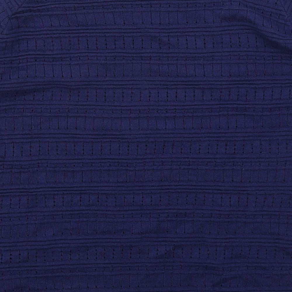 Mia Moda Womens Blue Square Neck Acrylic Pullover Jumper Size L