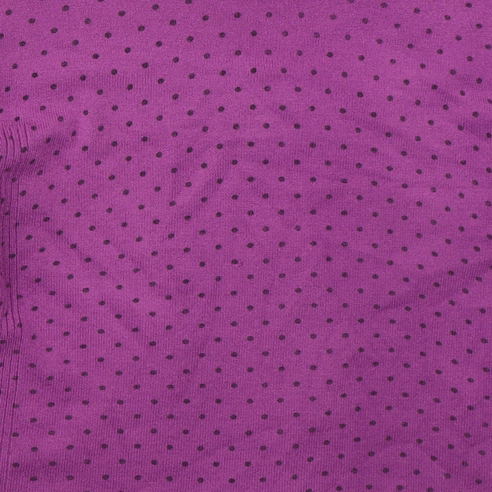 Touch Womens Purple Square Neck Polka Dot Acrylic Pullover Jumper Size M