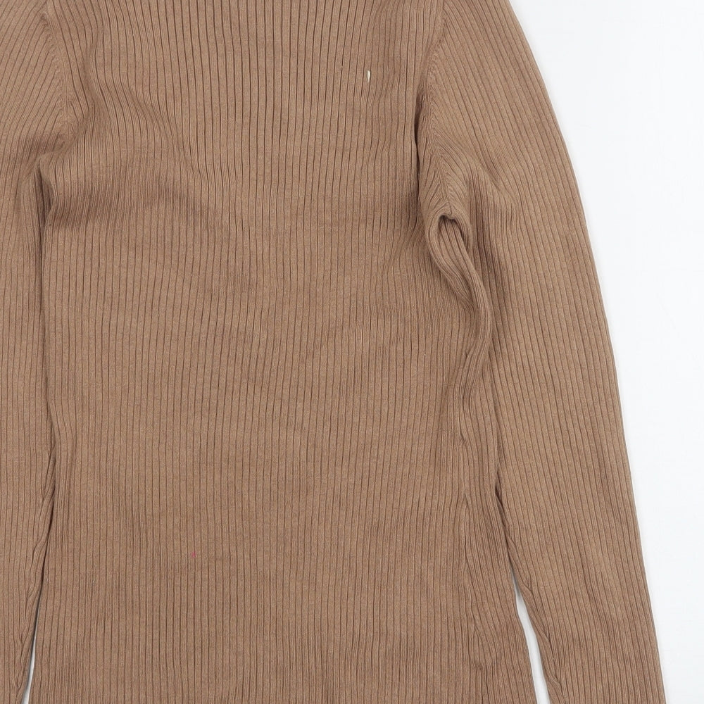 H&M Womens Beige High Neck Viscose Pullover Jumper Size L