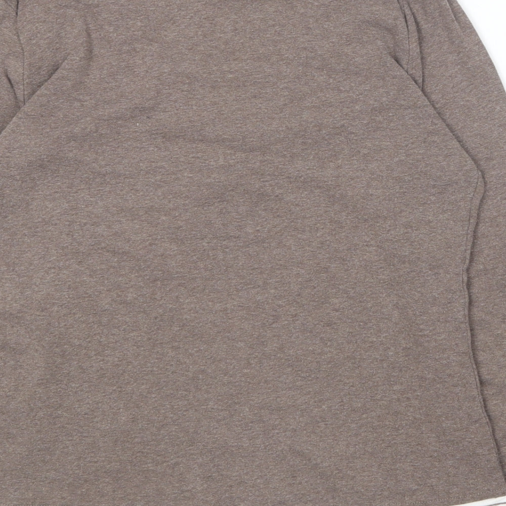 M&Co Womens Brown Round Neck Cotton Pullover Jumper Size L