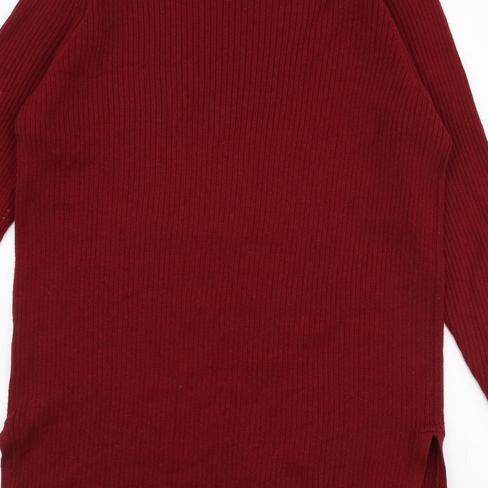 Dorothy Perkins Womens Red Round Neck Cotton Pullover Jumper Size 12