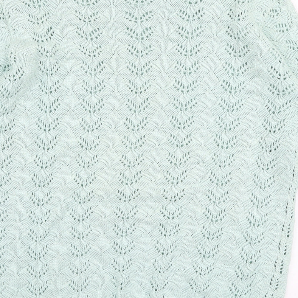 Mia Moda Womens Green Round Neck Cotton Pullover Jumper Size S