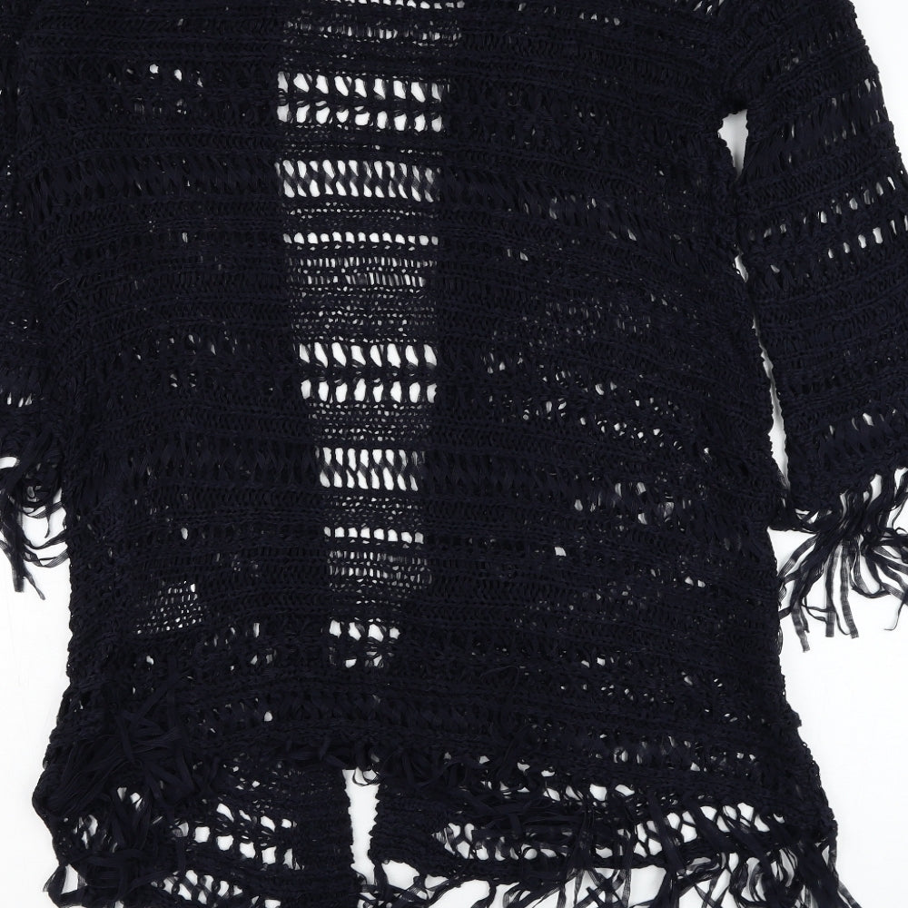 Brave Soul Womens Blue Square Neck Acrylic Cardigan Jumper Size M