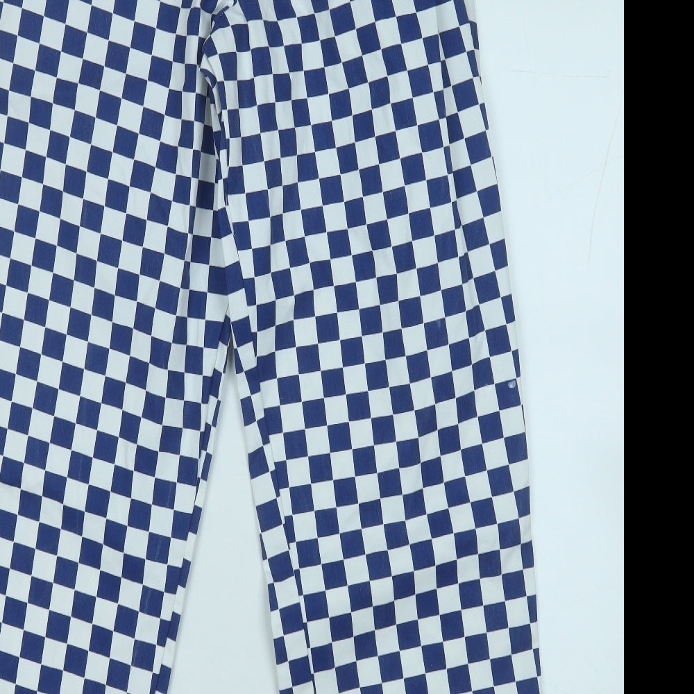 whites Womens Blue Check Polyester Trousers Size 30 in L32 in Regular