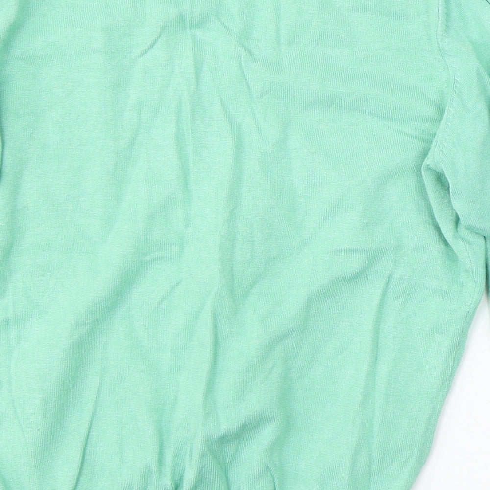 Marks and Spencer Womens Green V-Neck Viscose Pullover Jumper Size 14