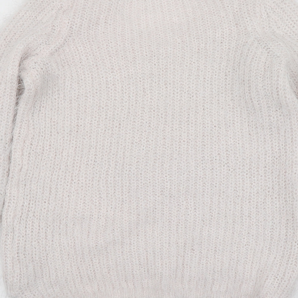 Amara Reya Womens Pink Round Neck Acrylic Pullover Jumper Size 8