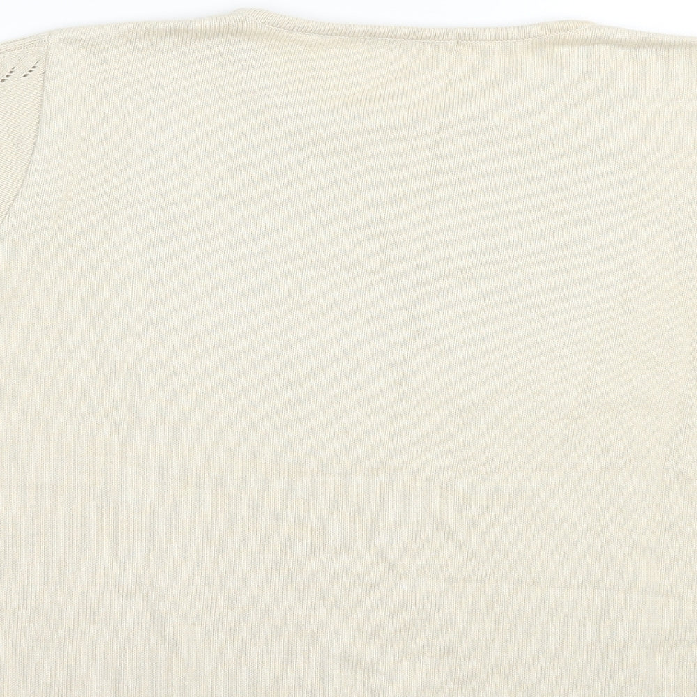 Berkertex Womens Beige Crew Neck Cotton Pullover Jumper Size 10