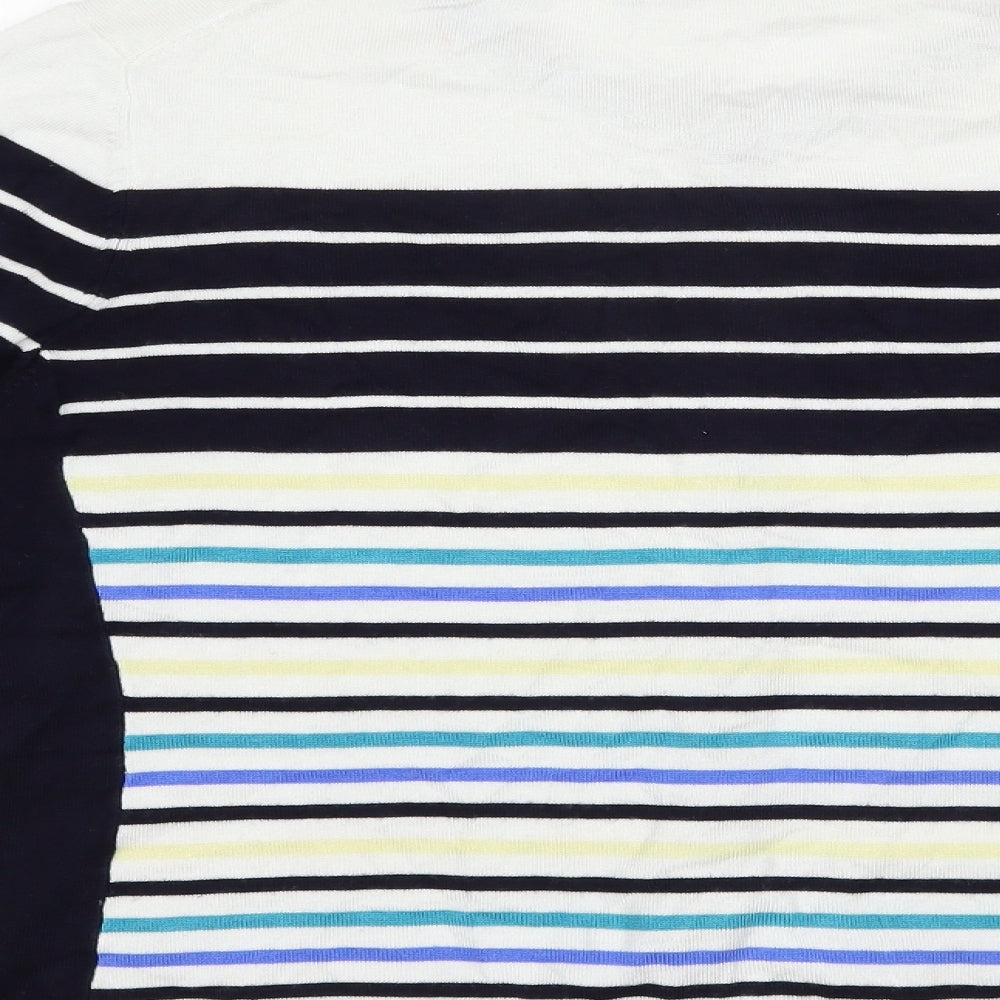 Country Casuals Womens Blue Round Neck Striped Viscose Cardigan Jumper Size XL