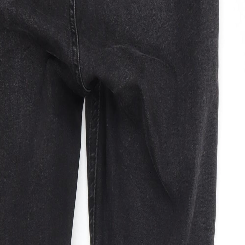 Denim & Co. Womens Black Cotton Straight Jeans Size 8 L26 in Regular Zip