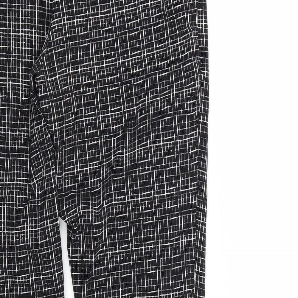 Atmosphere Womens Black Plaid Viscose Trousers Size 12 L27 in Regular Zip