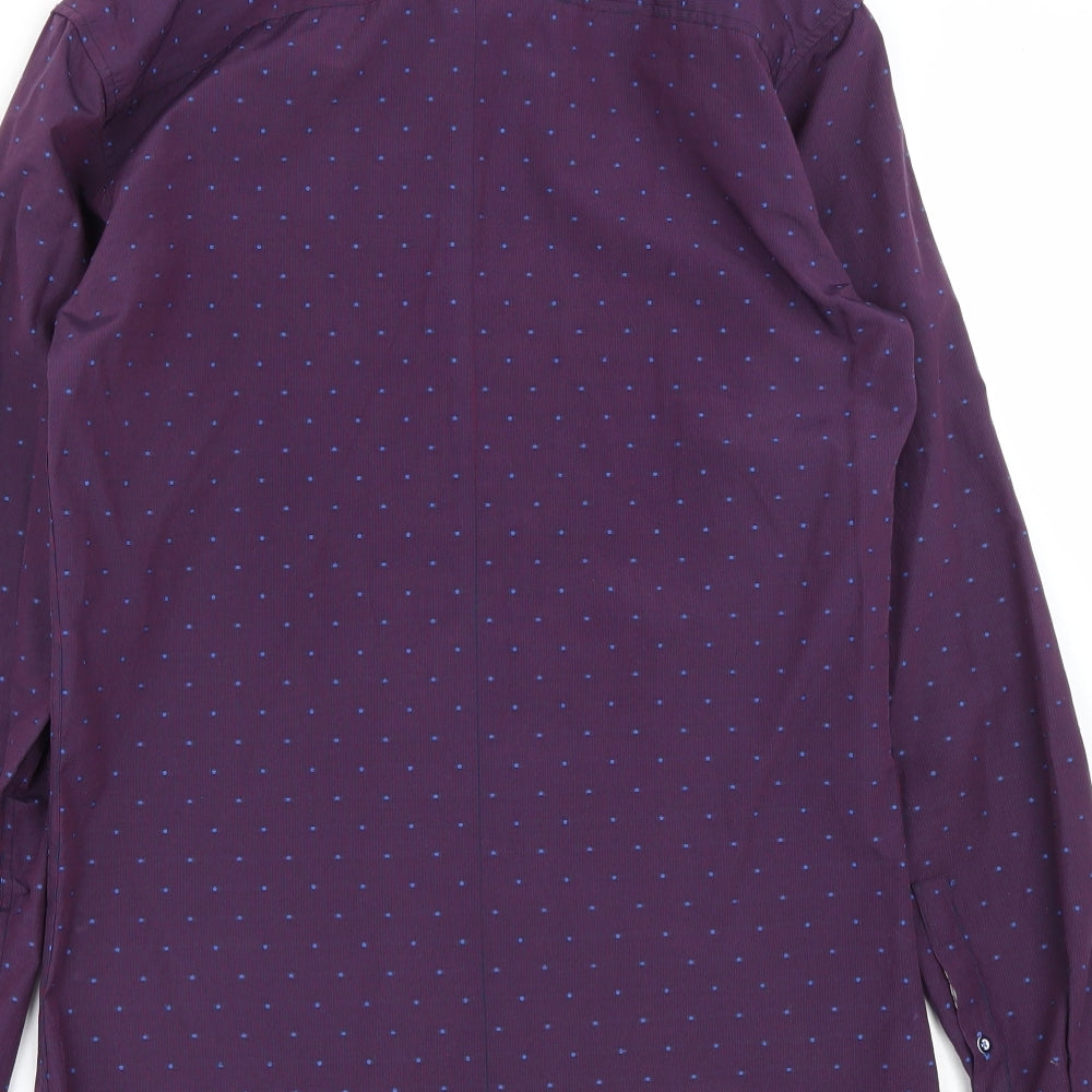 Bewley&Ritch Mens Purple Polka Dot Cotton Button-Up Size S Collared Button