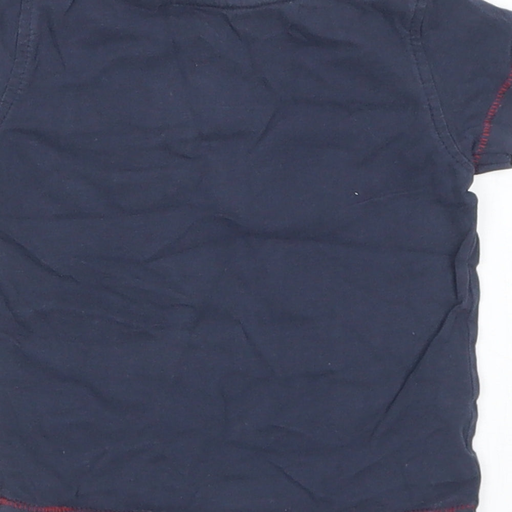 Next Boys Blue Cotton Basic T-Shirt Size 3-6 Months Crew Neck