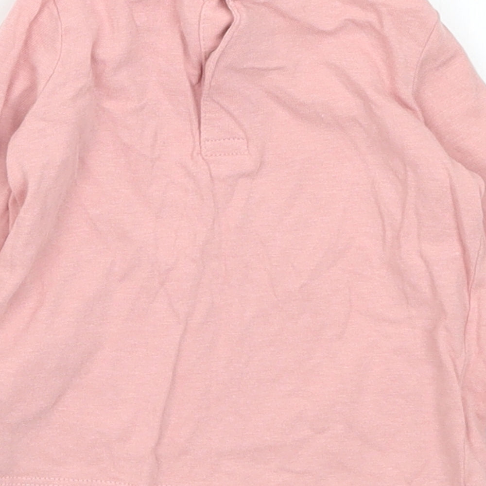 F&F Girls Pink Cotton Basic T-Shirt Size 0-3 Months Collared Snap