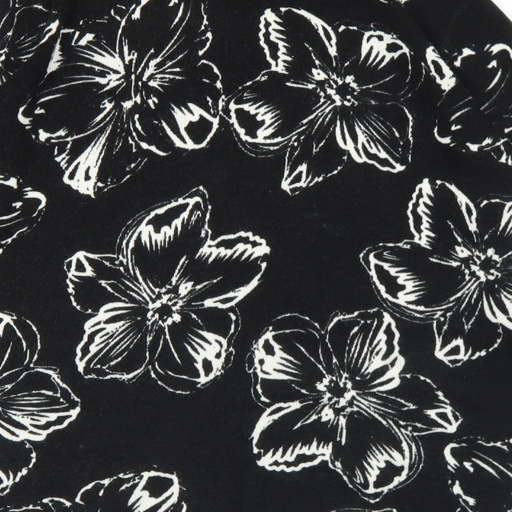 Matalan Womens Black Round Neck Floral Acrylic Pullover Jumper Size 14