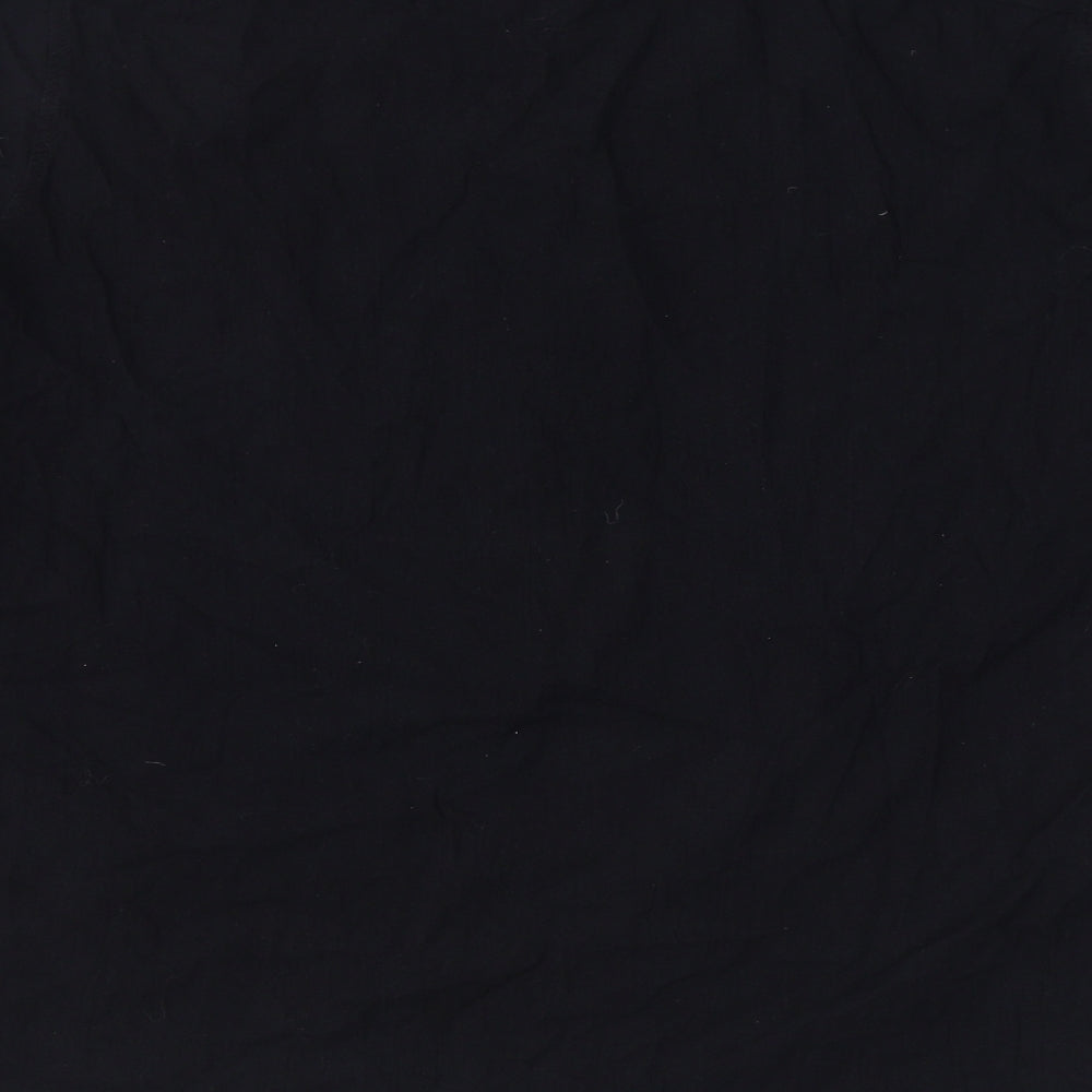 LVCBL Womens Black Cotton Basic Button-Up Size XL Round Neck
