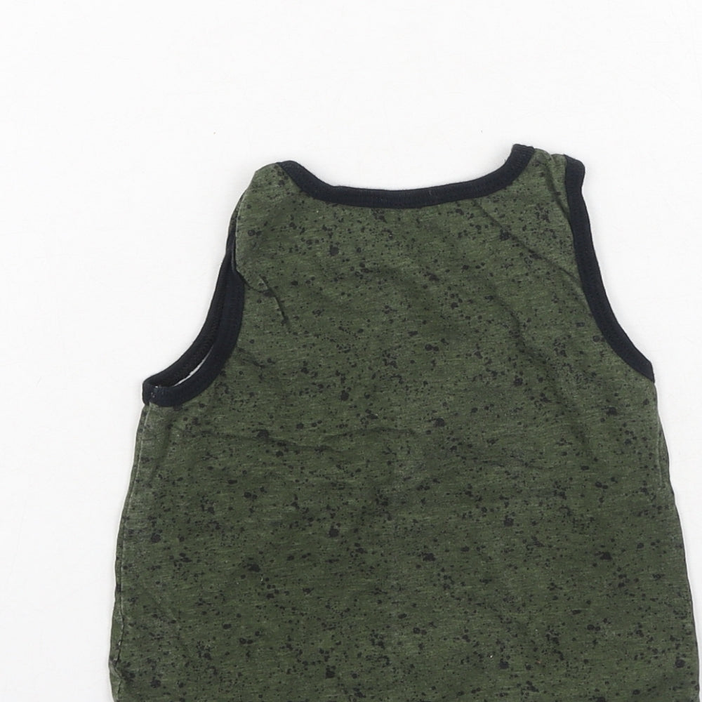 Primark Boys Green Cotton Basic Tank Size 3-4 Years Round Neck