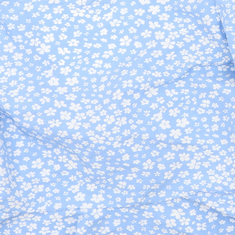 Quiz Womens Blue Polyester Basic Blouse Size 10 V-Neck