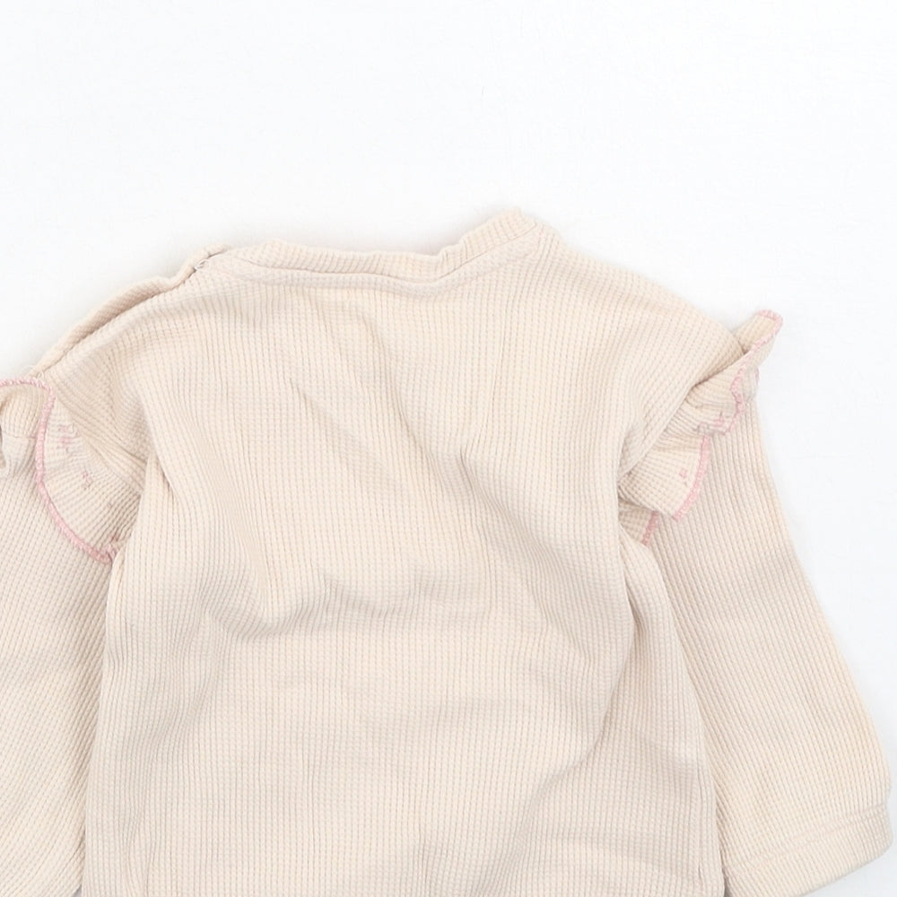 Preworn Girls Pink Cotton Pullover Jumper Size 6-9 Months