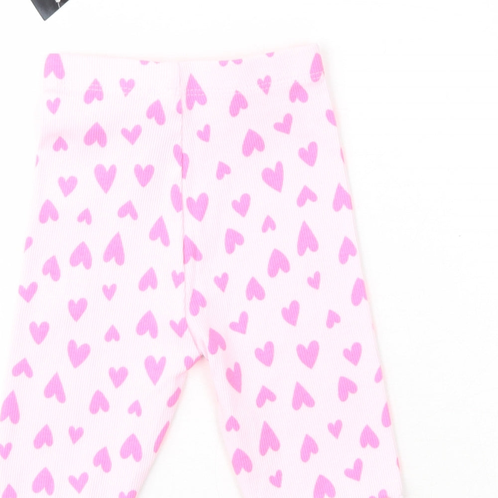 Dunnes Girls Pink Cotton Sweatpants Leggings Size 6-9 Months - Hearts