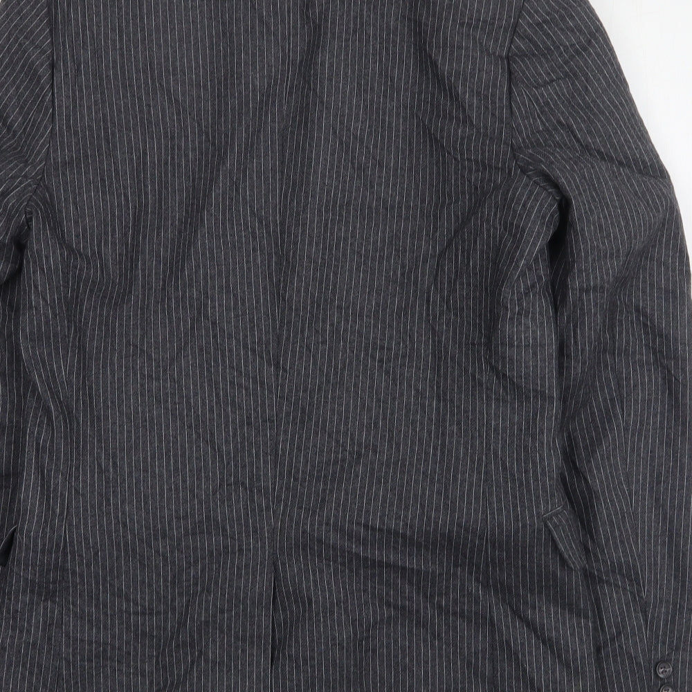 Burton Mens Grey Striped Wool Jacket Suit Jacket Size 38