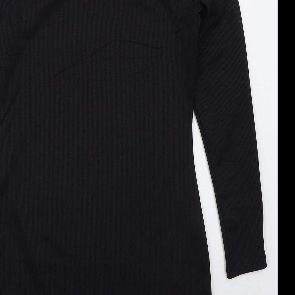 H&M Womens Black Polyester Bodycon Size M Round Neck Pullover