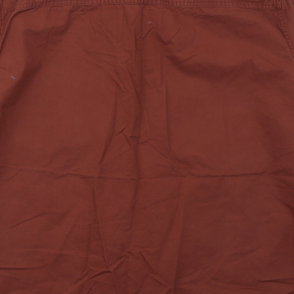 Marks & Spencer Mens Red Cotton Button-Up Size L Collared Button - Rust Coloured