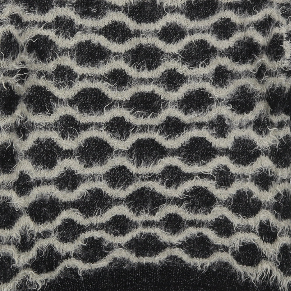 Marks & Spencer Womens Black Crew Neck Geometric Nylon Pullover Jumper Size 12