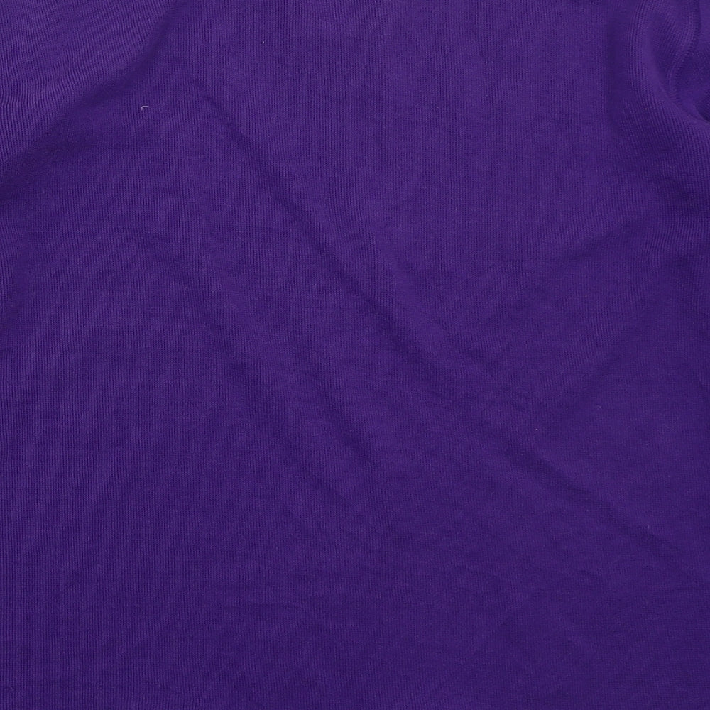 Para Womens Purple Polyester Basic T-Shirt Size S V-Neck