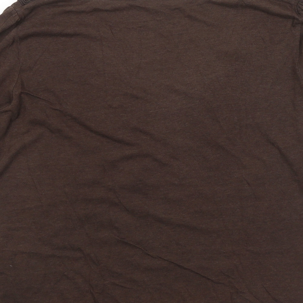 Preworn Womens Brown Viscose Basic T-Shirt Size 14 Scoop Neck