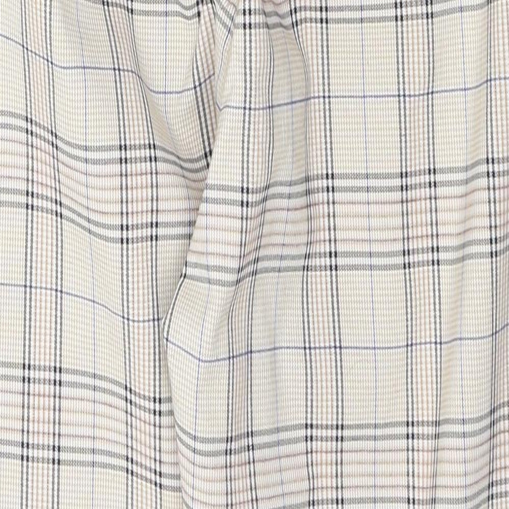 Angora Womens Beige Plaid Polyester Trousers Size S L23 in Regular Tie