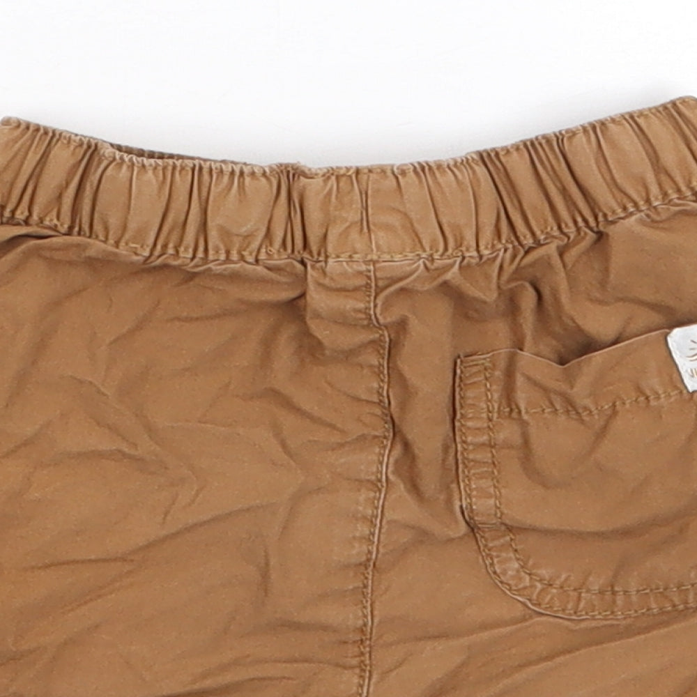 Tu Boys Brown 100% Cotton Cropped Trousers Size 12-18 Months Drawstring