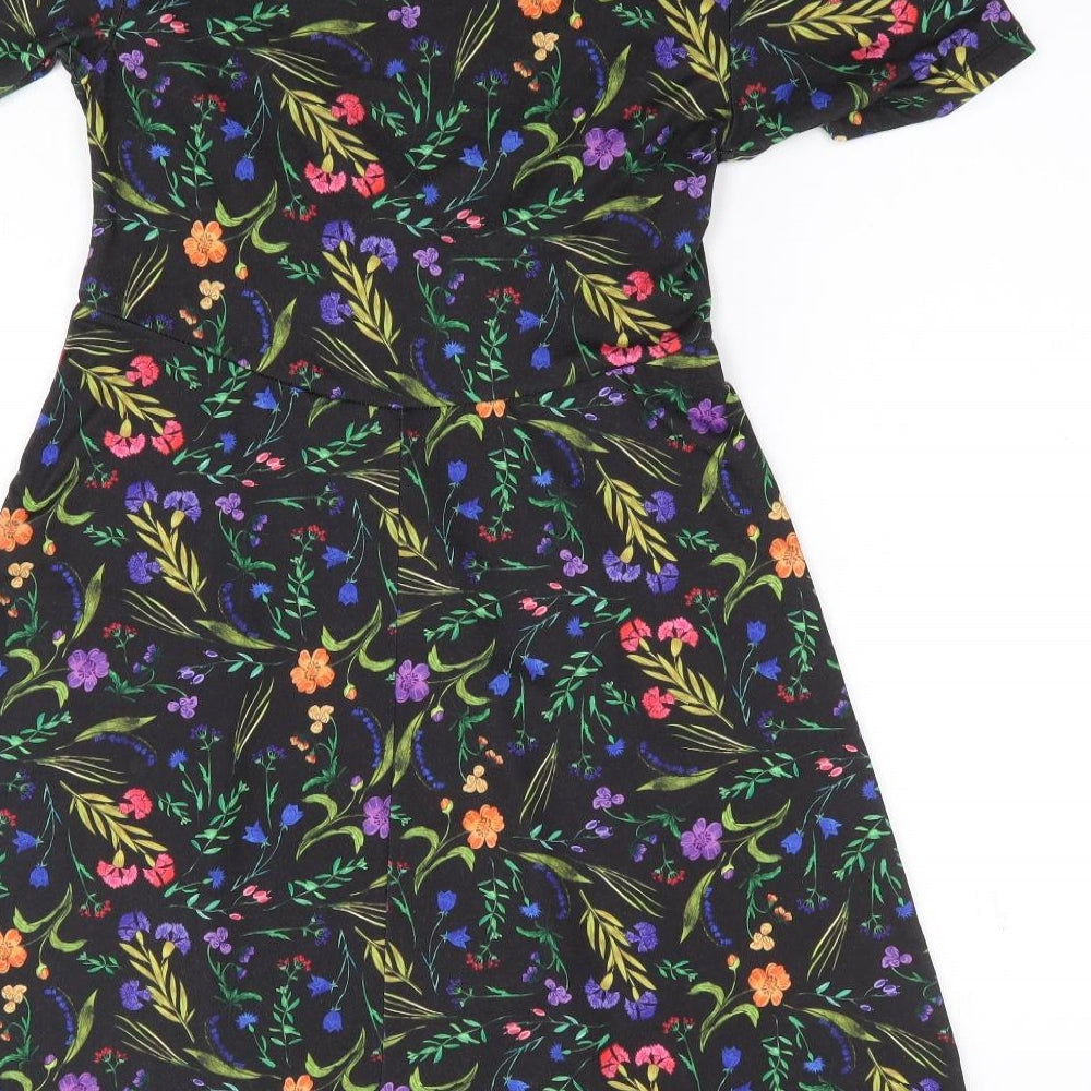 ASOS Womens Multicoloured Floral Polyester Skater Dress Size 8 Crew Neck Pullover