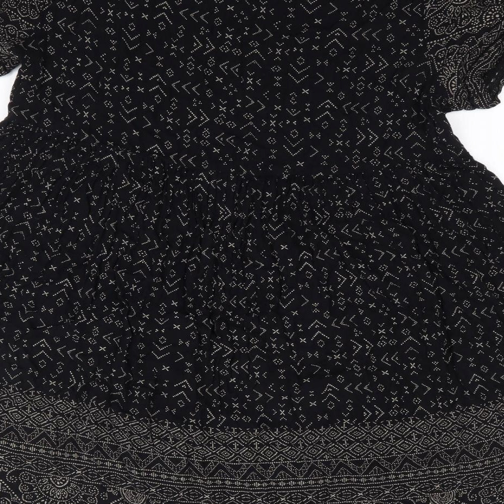 New Look Womens Black Geometric Polyester Fit & Flare Size S Round Neck Pullover