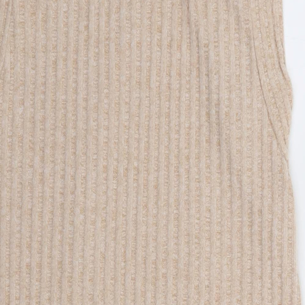 ASOS Womens Beige Polyester Tank Dress Size 10 Round Neck Pullover