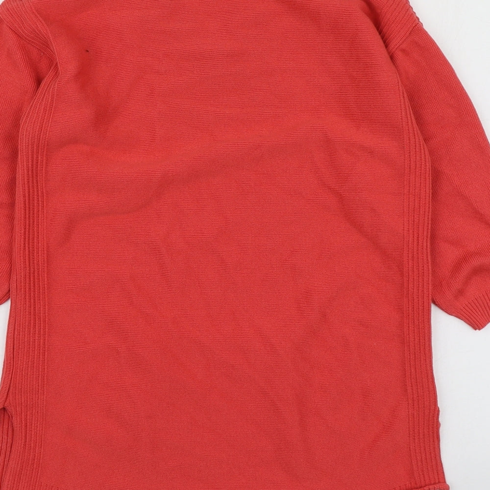 Afibel Womens Orange V-Neck Acrylic Pullover Jumper Size 14
