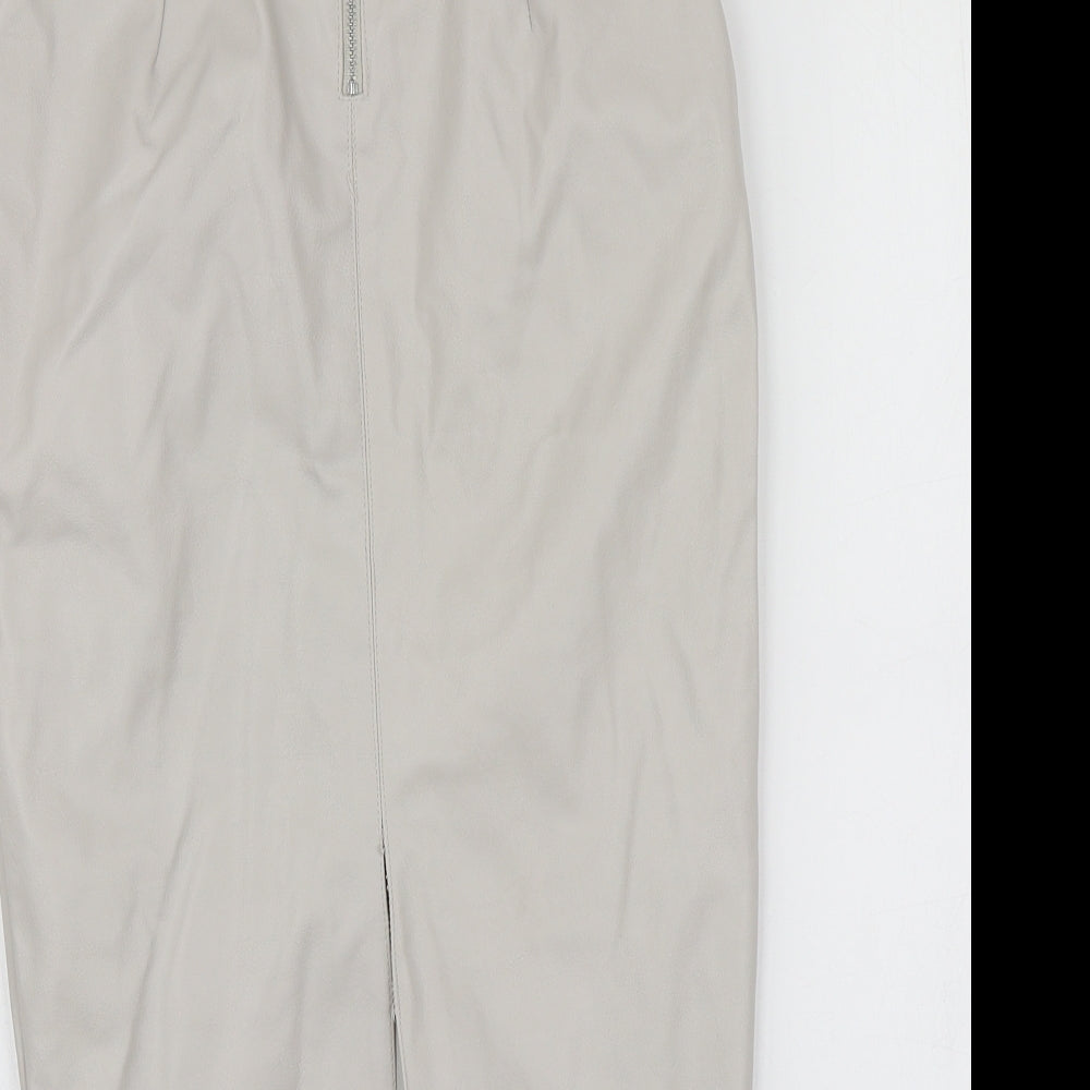 River Island Womens Grey Polyurethane A-Line Skirt Size 6