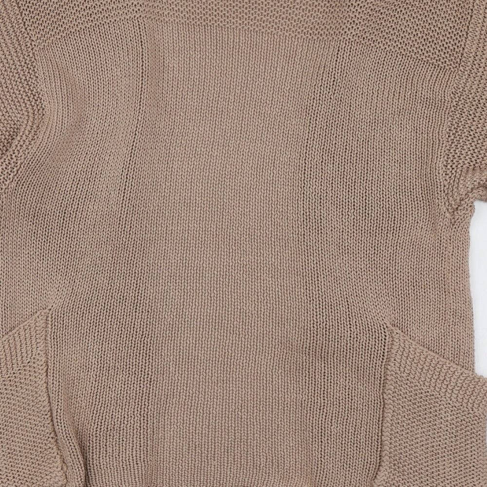 Topshop Womens Beige V-Neck Acrylic Cardigan Jumper Size 8