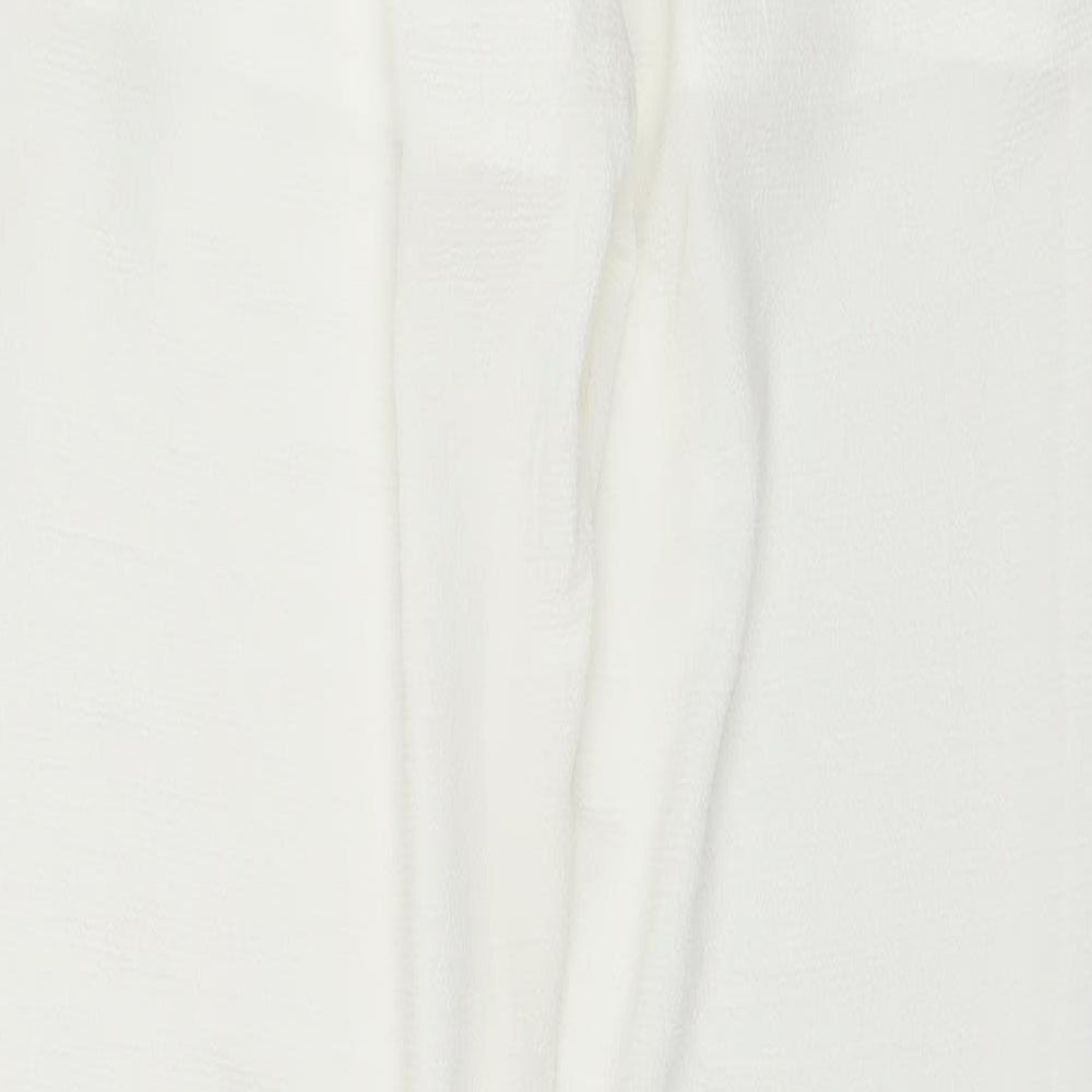 Glamorous Womens White Polyester Harem Trousers Size 8 L31 in Regular Drawstring