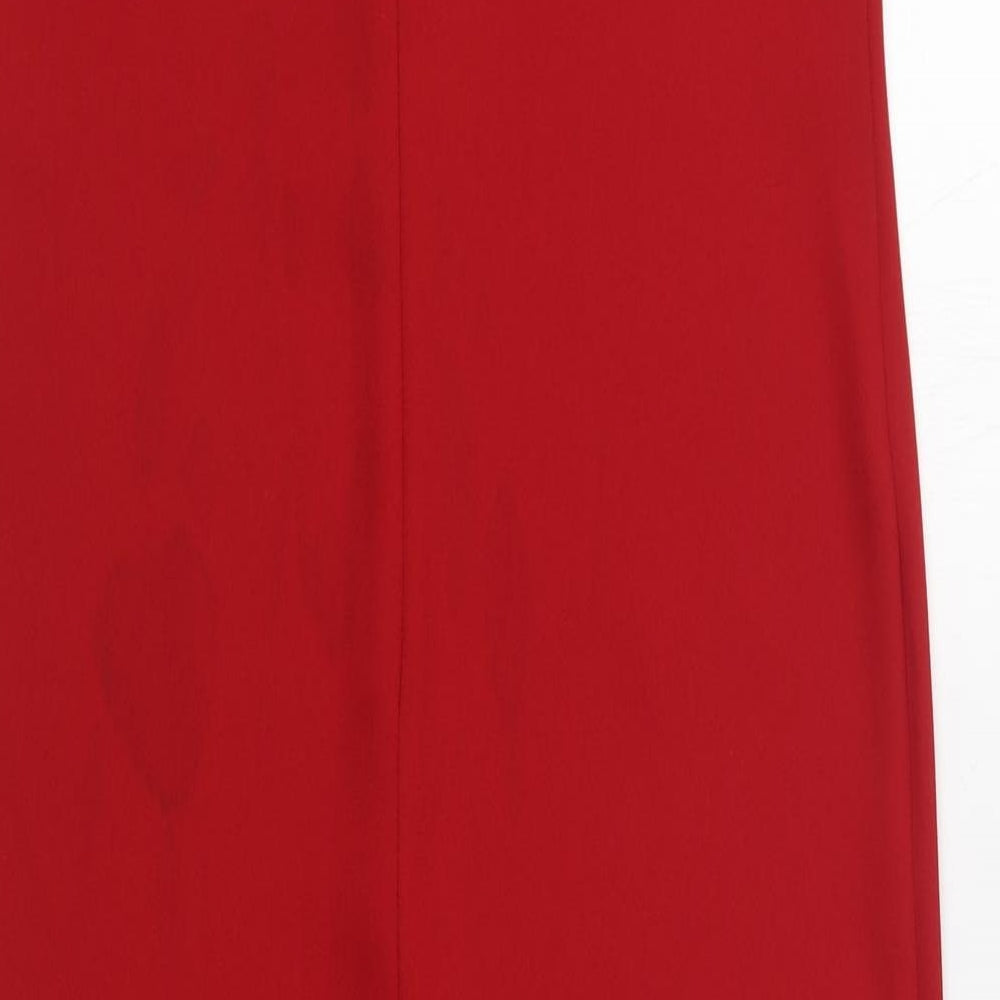BHS Womens Red Polyester Sheath Size 12 V-Neck Zip