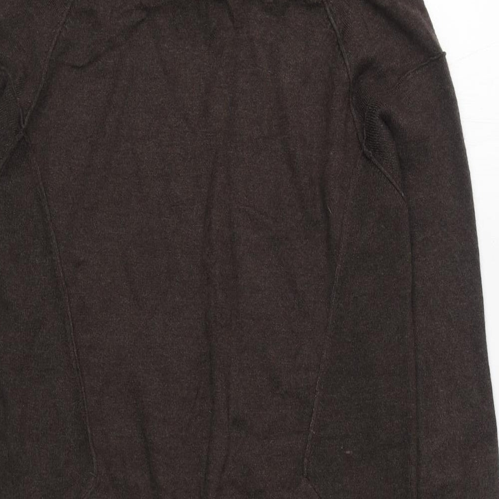 RR John Rooha Womens Brown Cowl Neck Cotton Pullover Jumper Size 8