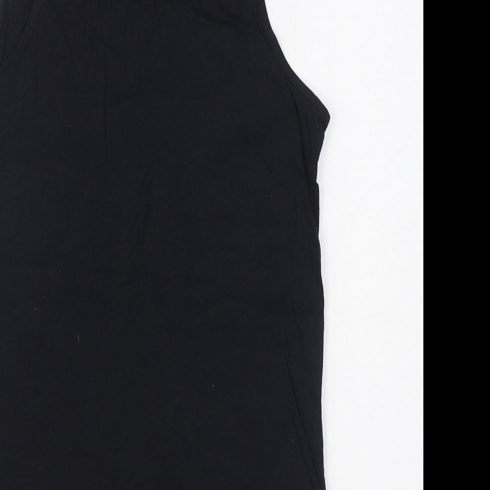 River Island Mens Black Cotton Basic Tank Size S Scoop Neck Pullover